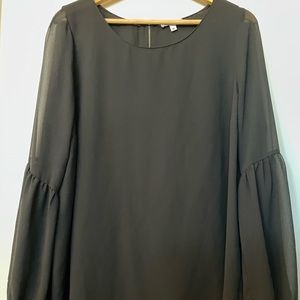Sheer black top with bell sleeves